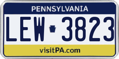 PA license plate LEW3823