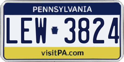PA license plate LEW3824