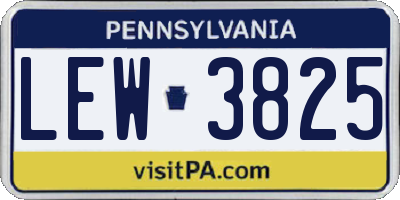 PA license plate LEW3825