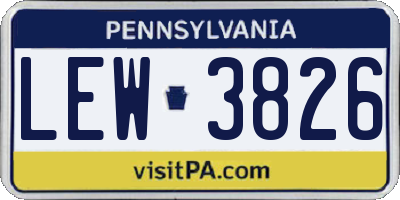 PA license plate LEW3826
