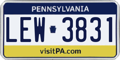 PA license plate LEW3831