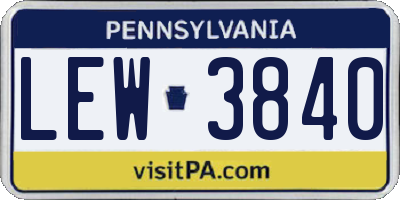 PA license plate LEW3840