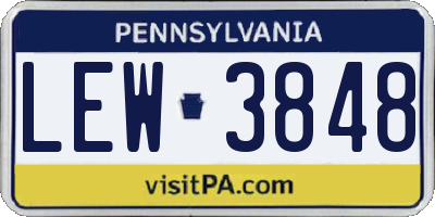 PA license plate LEW3848