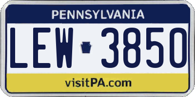PA license plate LEW3850