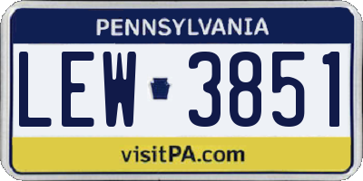 PA license plate LEW3851
