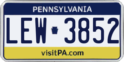 PA license plate LEW3852