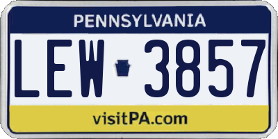 PA license plate LEW3857