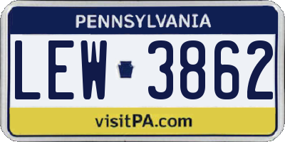PA license plate LEW3862
