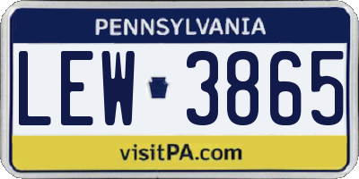 PA license plate LEW3865