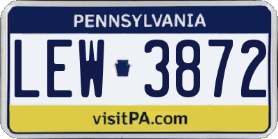 PA license plate LEW3872
