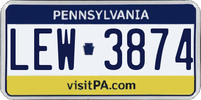 PA license plate LEW3874