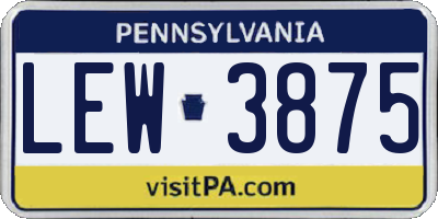 PA license plate LEW3875