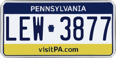 PA license plate LEW3877