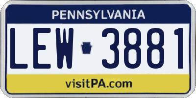 PA license plate LEW3881