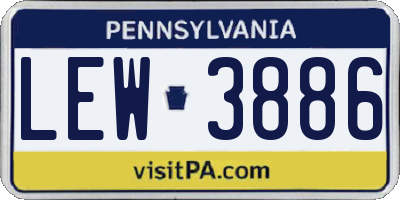 PA license plate LEW3886