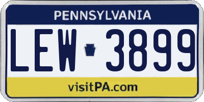 PA license plate LEW3899