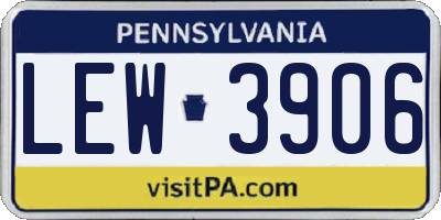 PA license plate LEW3906
