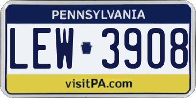 PA license plate LEW3908
