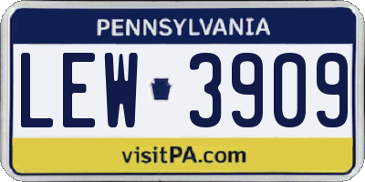 PA license plate LEW3909