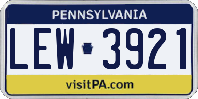 PA license plate LEW3921