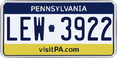 PA license plate LEW3922