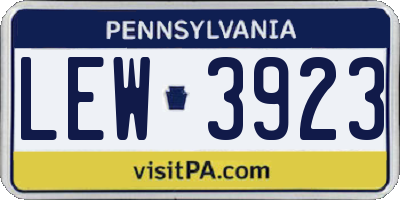 PA license plate LEW3923