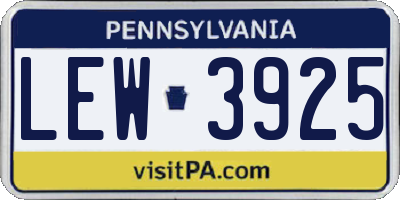 PA license plate LEW3925