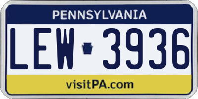 PA license plate LEW3936