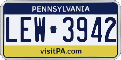 PA license plate LEW3942