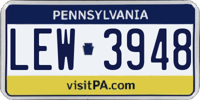 PA license plate LEW3948