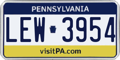 PA license plate LEW3954