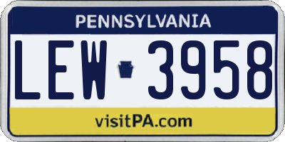 PA license plate LEW3958