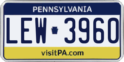 PA license plate LEW3960