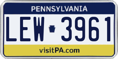 PA license plate LEW3961