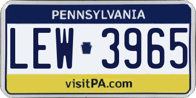 PA license plate LEW3965