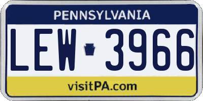 PA license plate LEW3966