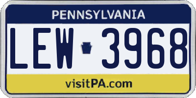 PA license plate LEW3968