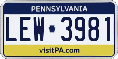 PA license plate LEW3981