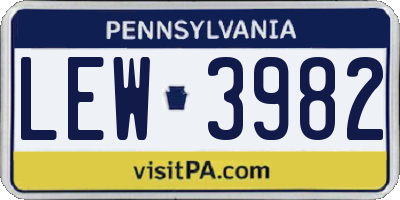 PA license plate LEW3982