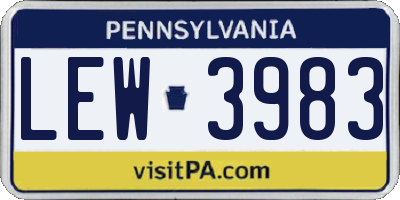 PA license plate LEW3983