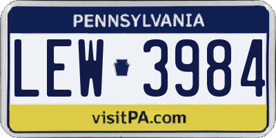 PA license plate LEW3984