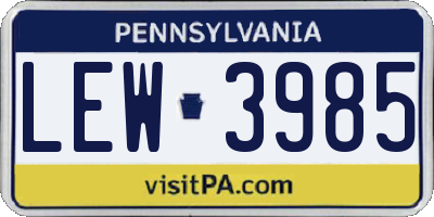 PA license plate LEW3985
