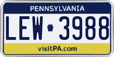 PA license plate LEW3988