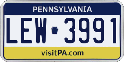 PA license plate LEW3991