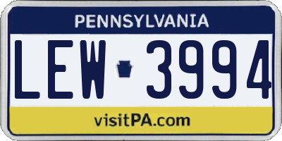 PA license plate LEW3994