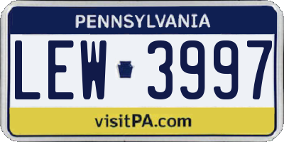 PA license plate LEW3997