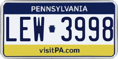 PA license plate LEW3998