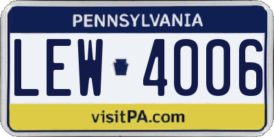 PA license plate LEW4006