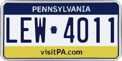 PA license plate LEW4011