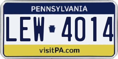 PA license plate LEW4014
